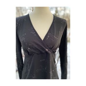 Thyme Maternity Black Metallic Top Blouse Sparkle Holiday Surplice Sz S